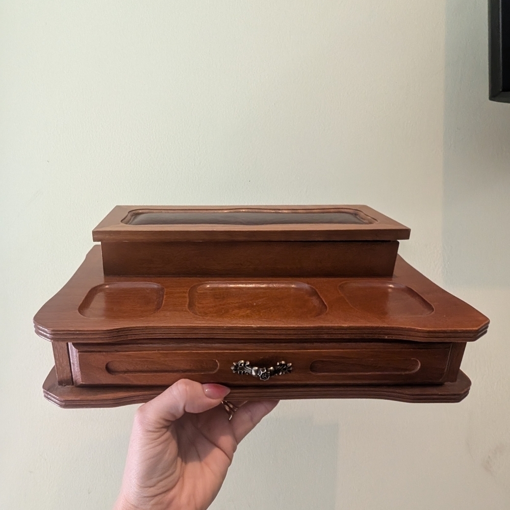 Wooden Jewelry Organizer with Drawer - Picture 1 of 11